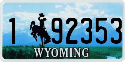 WY license plate 192353
