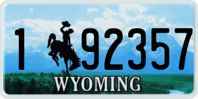 WY license plate 192357