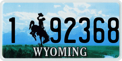 WY license plate 192368