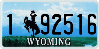 WY license plate 192516