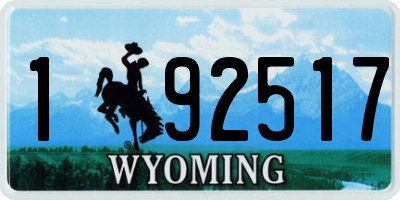 WY license plate 192517