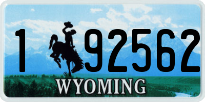 WY license plate 192562