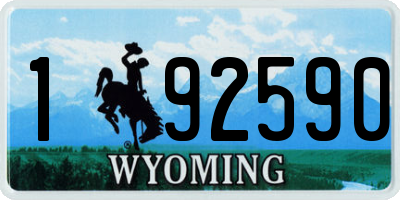WY license plate 192590