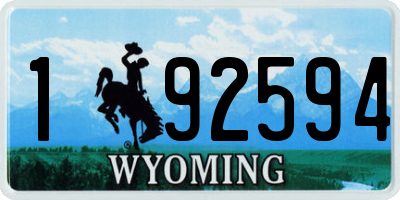 WY license plate 192594