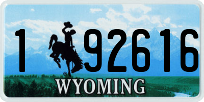 WY license plate 192616