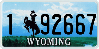 WY license plate 192667