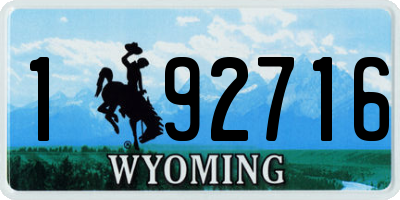 WY license plate 192716