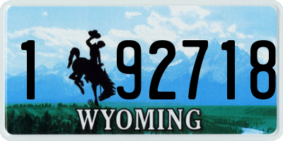 WY license plate 192718