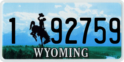 WY license plate 192759