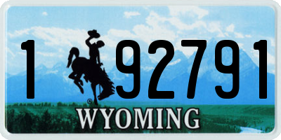 WY license plate 192791