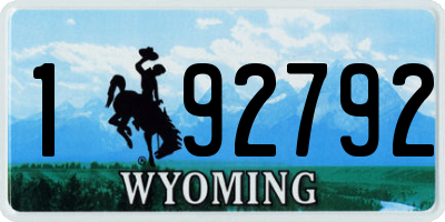 WY license plate 192792
