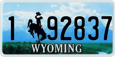 WY license plate 192837
