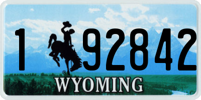 WY license plate 192842
