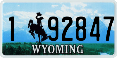 WY license plate 192847