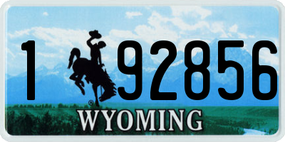 WY license plate 192856
