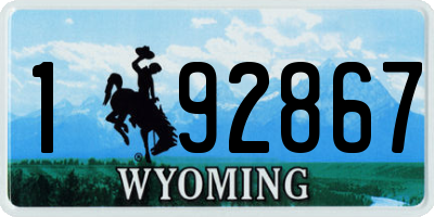 WY license plate 192867