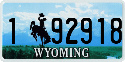 WY license plate 192918