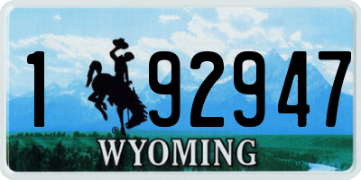 WY license plate 192947