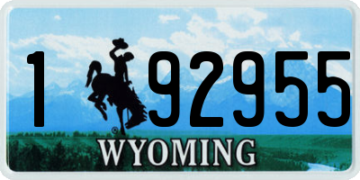 WY license plate 192955