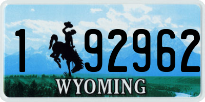 WY license plate 192962