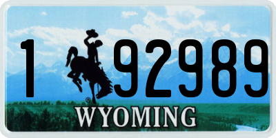 WY license plate 192989