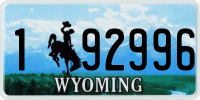WY license plate 192996