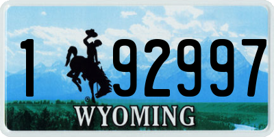 WY license plate 192997