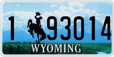 WY license plate 193014