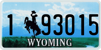 WY license plate 193015