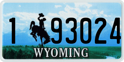 WY license plate 193024