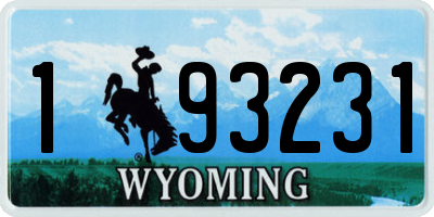 WY license plate 193231
