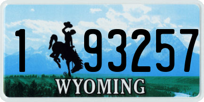 WY license plate 193257
