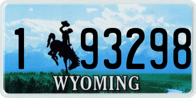 WY license plate 193298