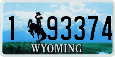 WY license plate 193374