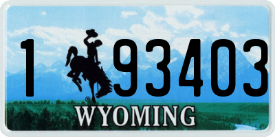 WY license plate 193403
