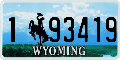 WY license plate 193419