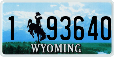 WY license plate 193640