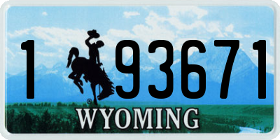 WY license plate 193671