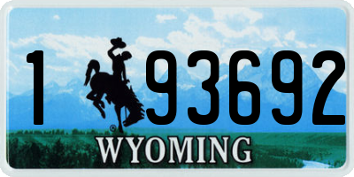 WY license plate 193692