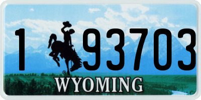 WY license plate 193703