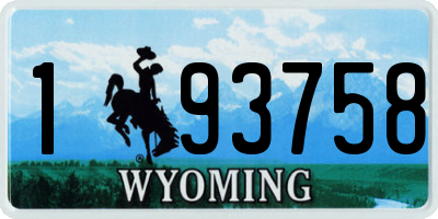 WY license plate 193758