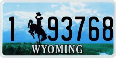 WY license plate 193768