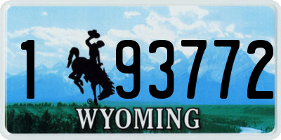 WY license plate 193772