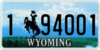 WY license plate 194001
