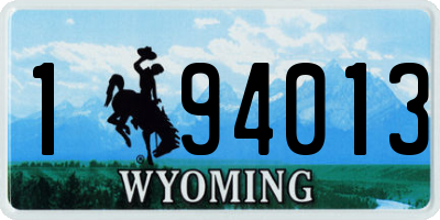 WY license plate 194013