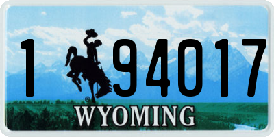 WY license plate 194017