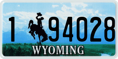 WY license plate 194028