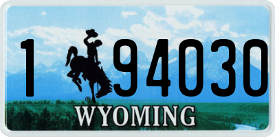 WY license plate 194030