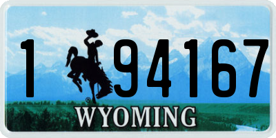 WY license plate 194167
