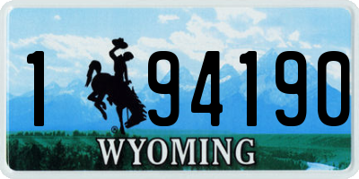 WY license plate 194190